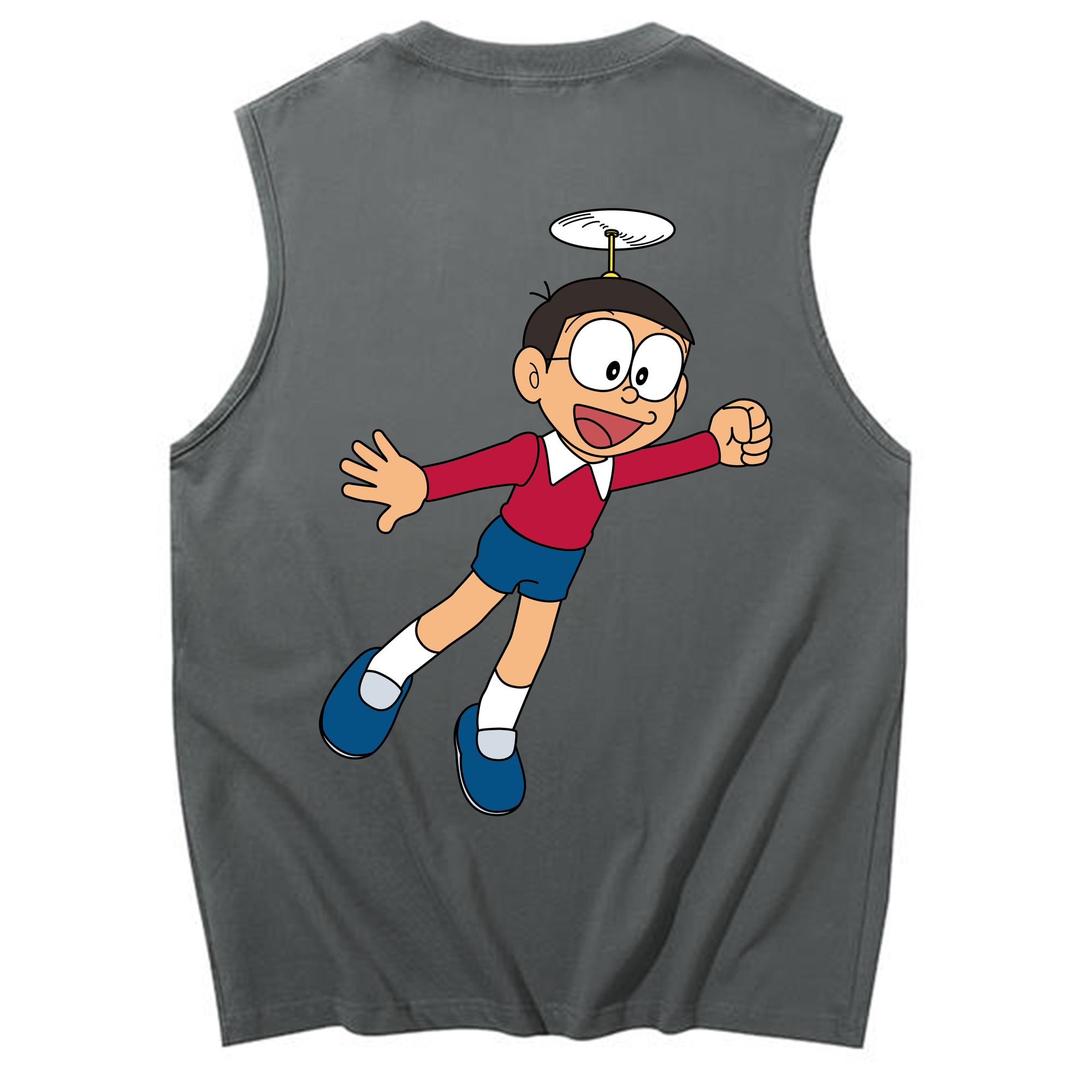 （画像用） ドラえもん 野比 のび太 Doraemon Nobita Nobi コットン100％タンクトップ（背面プリント）